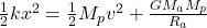 \frac{1}{2} kx^2 = \frac{1}{2} M_p v^2 +\frac{GM_a M_p}{R_a}