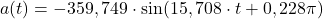 a(t) = -359,749\cdot \sin (15,708\cdot t + 0,228\pi)