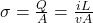 \sigma =\frac{Q}{A}=\frac{iL}{vA}