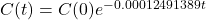 C(t) = C(0)e^{-0.00012491389t}