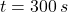 t = 300\,s