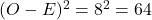 (O-E)^2 = 8^2 = 64