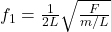 f_1=\frac{1}{2L}\sqrt{\frac{F}{m/L}}