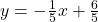 y=-\frac{1}{5}x+\frac{6}{5}