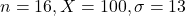 Rendered by QuickLaTeX.com n = 16, X = 100, \sigma = 13
