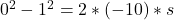 0^2-1^2=2*(-10)*s