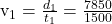 $ v_1 = \frac{d_1}{t_1} = \frac{7850}{1500}$
