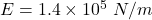 E=1.4\times 10^5\ N/m