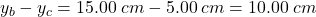 y_b-y_c = 15.00 \hspace{0.09cm}cm - 5.00  \hspace{0.09cm}cm = 10.00 \hspace{0.09cm} cm