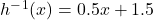 h^-^1(x)=0.5x+1.5