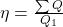 \eta = \frac{\sum Q}{Q_1}