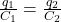 \frac{q_{1}}{C_{1}} = \frac{q_{2}}{C_{2}}