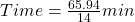 Time= \frac{65.94}{14} min