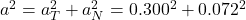 a^2 =a_T^2 + a_N^2 = 0.300^2 + 0.072^2