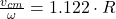 \frac{v_{cm}}{\omega} = 1.122\cdot R