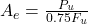 A_e = \frac{P_u}{0.75F_u} \\\\