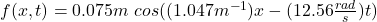 f(x,t)=0.075m\ cos((1.047m^{-1})x-(12.56\frac{rad}{s})t)