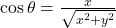 \cos \theta = \frac{x}{\sqrt{x^{2}+y^{2}}}