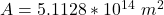 A  =5.1128 *10^{14} \ m^2