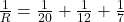 \frac{1}{R} = \frac{1}{20} + \frac{1}{12} + \frac{1}{7}
