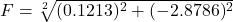F=\sqrt[2]{(0.1213)^{2}+(-2.8786)^{2}  }