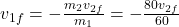  v_{1f} = -\frac{m_{2}v_{2f}}{m_{1}} = -\frac{80v_{2f}}{60} 