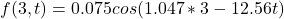 f(3,t)=0.075cos(1.047*3-12.56t)