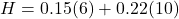 H=0.15(6)+0.22(10)