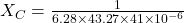 X_{C} = \frac{1}{6.28 \times   43.27 \times 41 \times 10^{-6} }