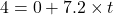 4=0+7.2\times t