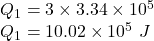 Q_1=3\times 3.34\times 10^5\\Q_1=10.02\times 10^5\ J