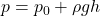 p=p_0+\rho g h