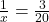 \frac{1}{x} = \frac{3}{20}
