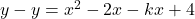 y - y = x^2 - 2x - kx +4