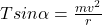 Tsin\alpha = \frac{mv^2}{r}