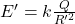 E'=k\frac{Q}{R'^2}
