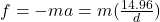 f=-ma=m(\frac{14.96}{d})