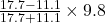 \frac{17.7 - 11.1}{17.7 + 11.1} \times 9.8