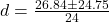 d=\frac{26.84\pm 24.75}{24}