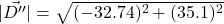 |\vec{D''}|=\sqrt{(-32.74)^2+(35.1)^2}