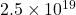 2.5 \times 10^{19}