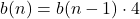 b(n)=b(n-1)\cdot 4