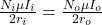 \frac{N_i \mu I_i}{2 r_i} =  \frac{N_o \mu I_o}{2 r_o}