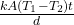 \frac{kA(T_1 - T_2 )t}{d }