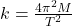 k = \frac{4 \pi ^2 M }{T^2}