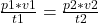 \frac{p1 * v1}{t1} = \frac{p2 * v2}{t2}