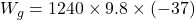 W_g=1240\times 9.8\times (-37)