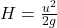 H = \frac{u^2}{2g}