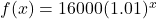 f(x) = 16000(1.01)^x