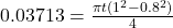 0.03713=\frac{\pi t(1^{2}-0.8^{2})}{4}
